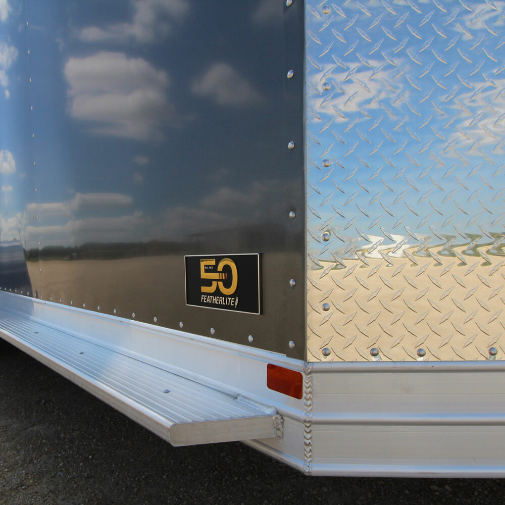 50th emblem on Featherlite horse trailer