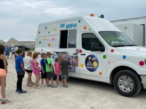 Children of all ages were treated to a surprise ice cream truck.